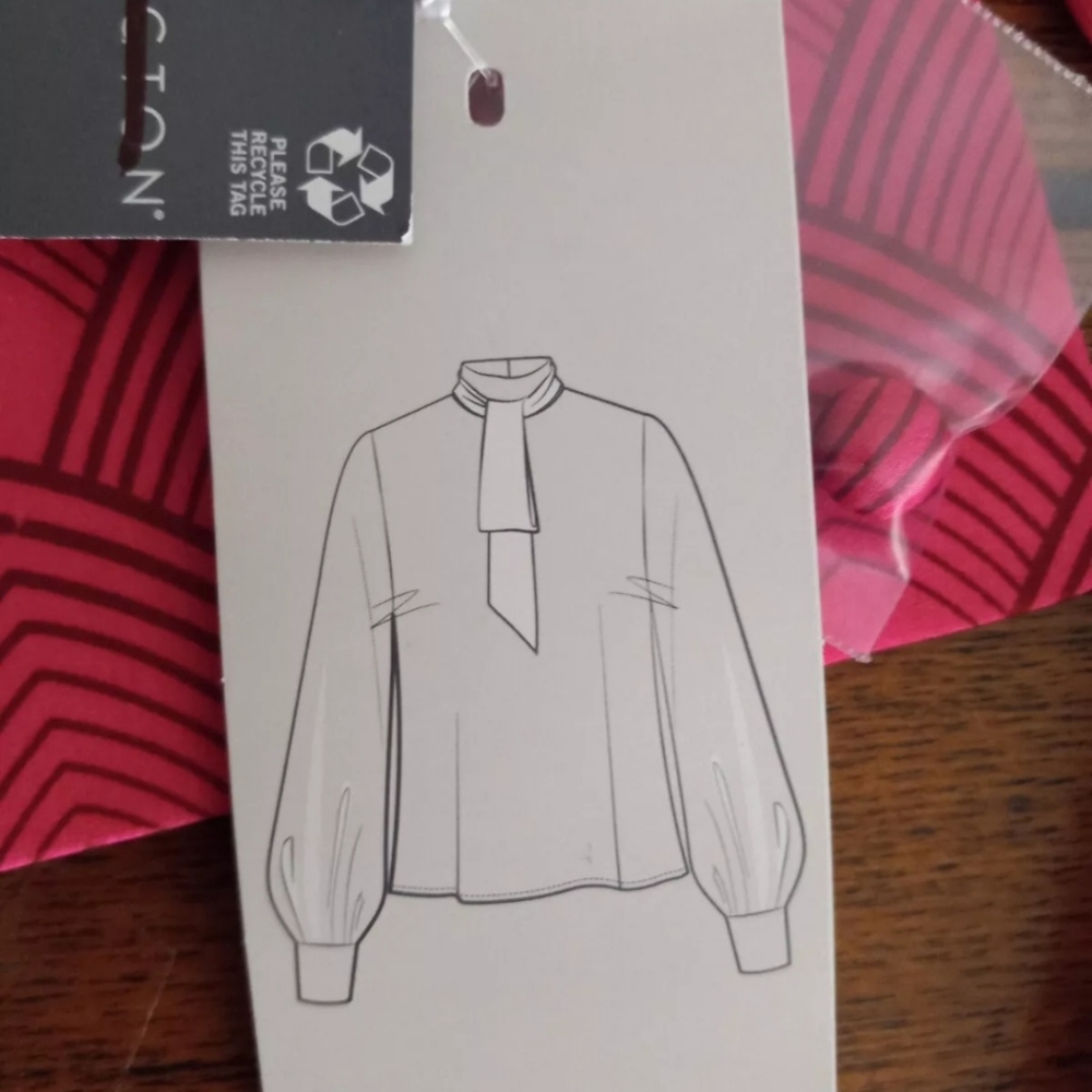 Worthington Size PXXL Bow Tie Blouse Red Color Long Sleeve New With Tag $25 - Picture 9 of 12